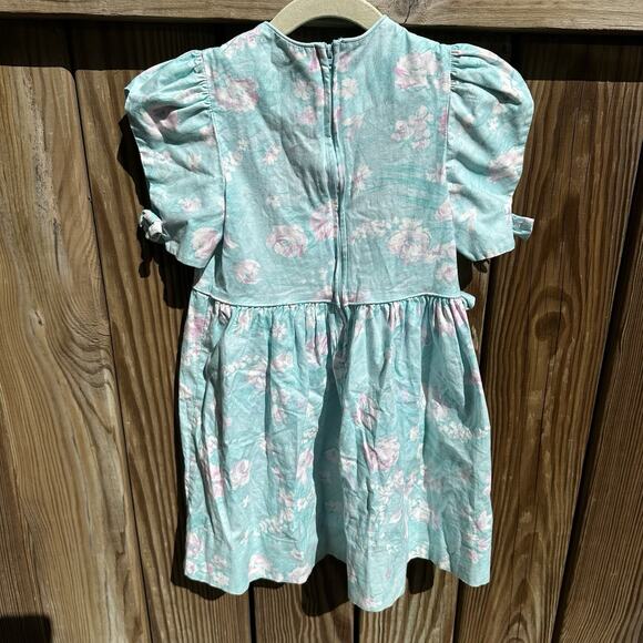 Vintage The Childrens‎ Hour by Jan Briggs Dress Girls Size 5 Puff Sleeve Floral - Picture 2 of 8